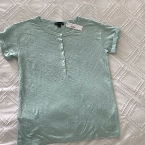 JCrew 100% linen Henley button tshirt, women’s size small-NWT!